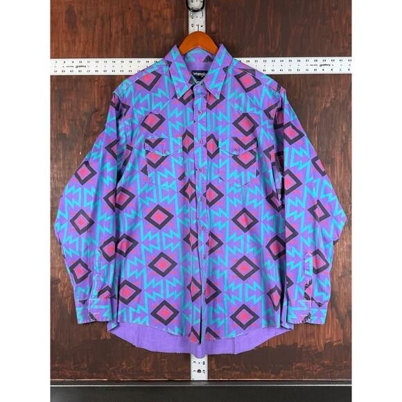Wrangler Western Preshrunk X-Long Tails Southwestern Brushpopper Aztec Mens EUC - Picture 2 of 8